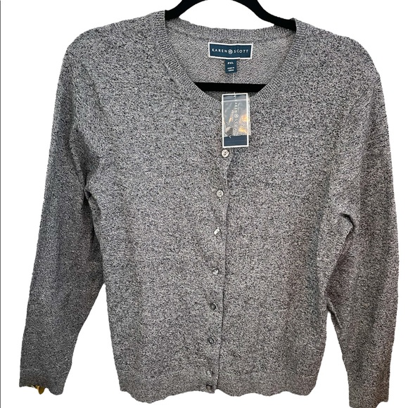 Karen Scott Sweaters | Nwt Karen Scott Cardigan | Size PXL | Color: Gray | Size: Xlp | Jodeekenney's Closet